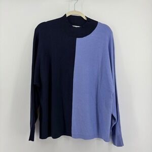 Candace Cameron Bure Colorblock Sweater Blue Purple Womens Medium Mock Neck Knit
